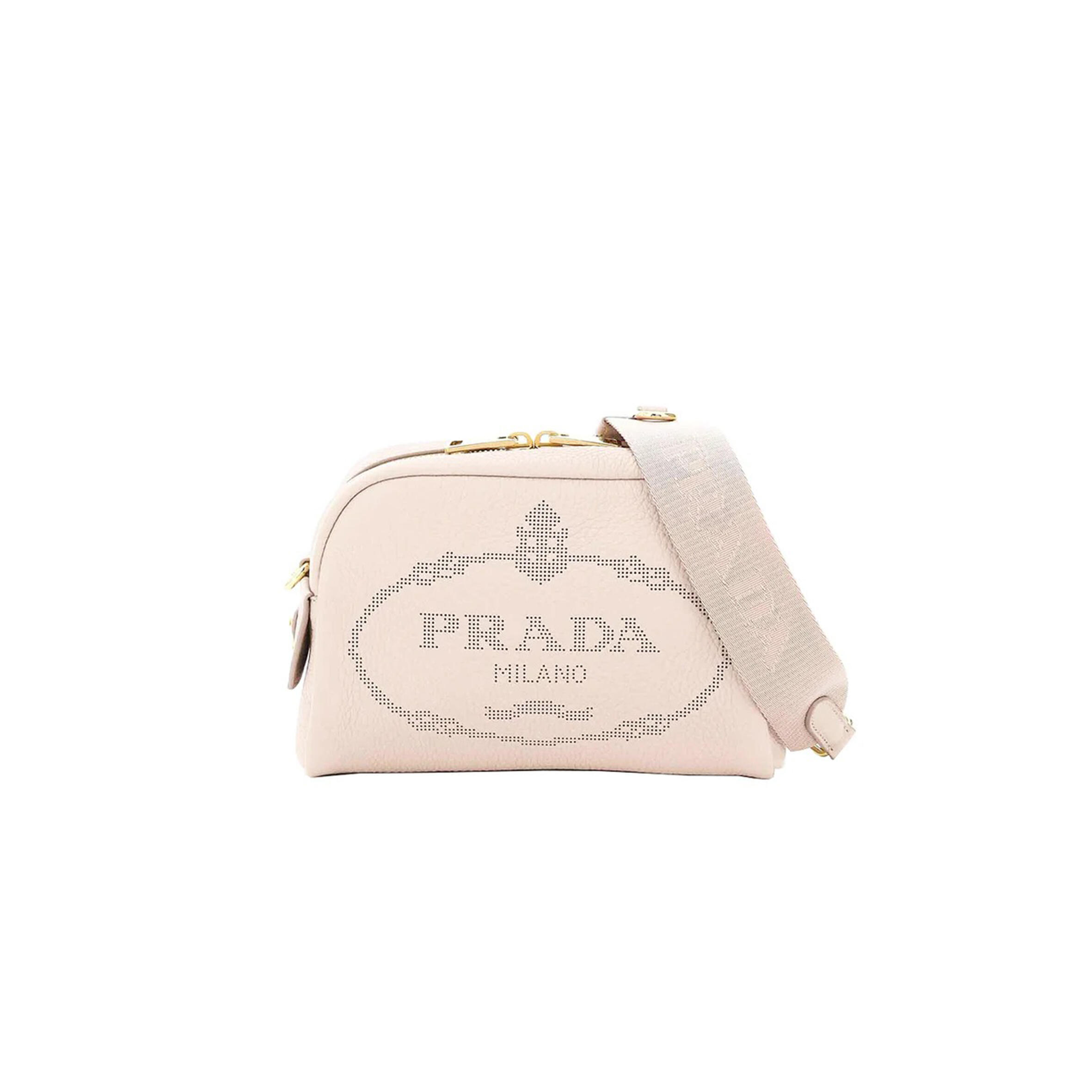 Pra*a textured leather shoulder bag in water lily 1bh187 (20.5*13*8.5cm)